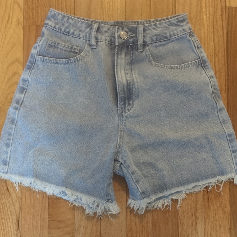 Denim Frayed Hem Women Shorts